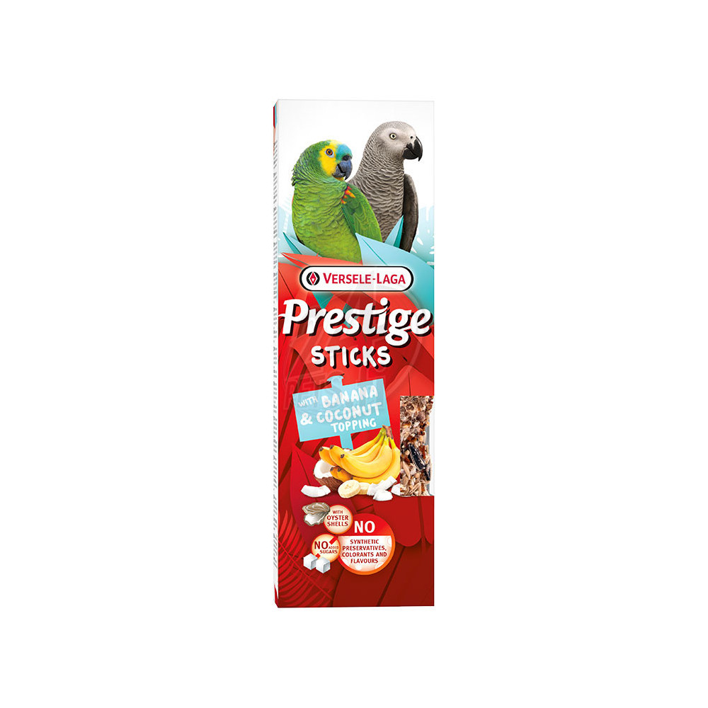 Versele-Laga Prestige Sticks Parrots With Banana and Coconut Topping 140g